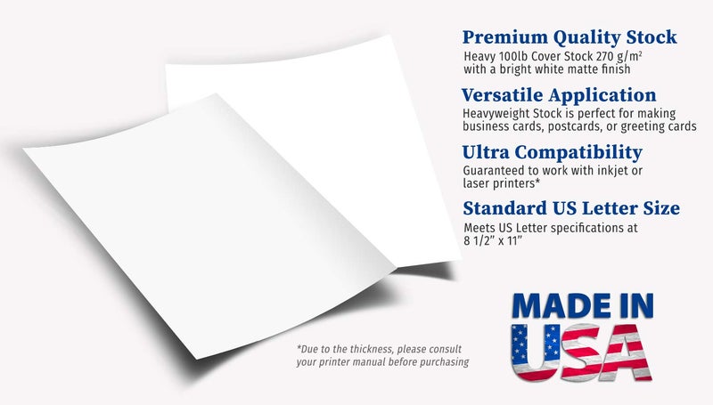 Desktop Publishing Supplies ورق كاردستوك سميك إضافي - 100 رطل (270 جرام) - أبيض فارغ 8.5 × 11 - ورق طباعة ثقيل لطابعات الحبر/الليزر - عبوة 50 ورقة - Image 2
